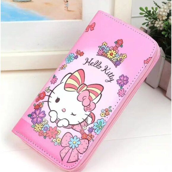 Hello Kitty Long Wallet Organizer – Yellow with Red Bows | Cute Zipper Clutch - Picture 1 of 3